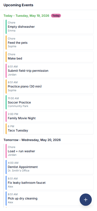 Mobile calendar cards mode