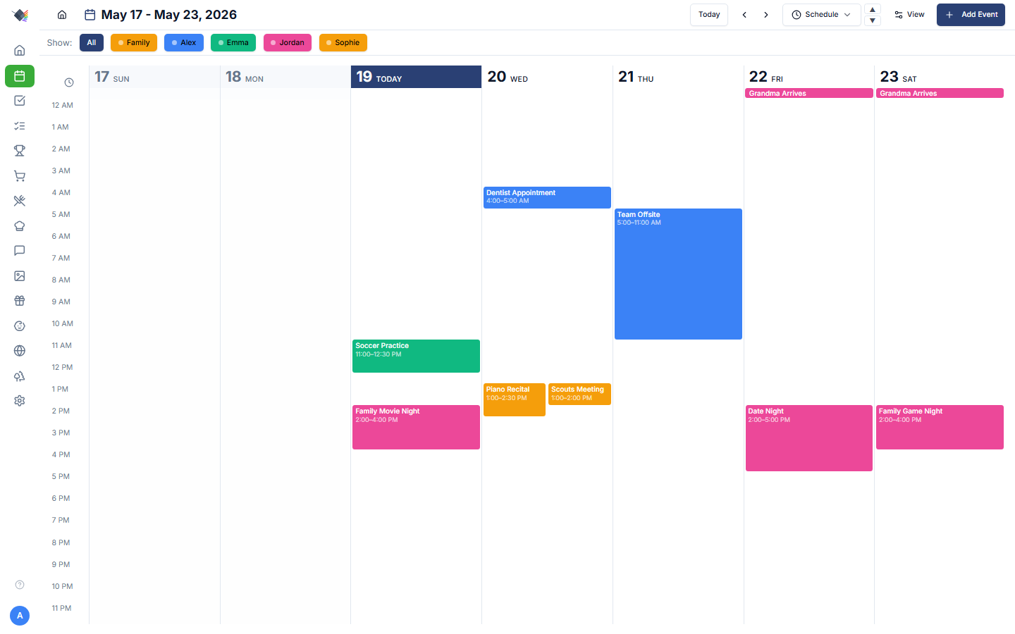 Calendar schedule view