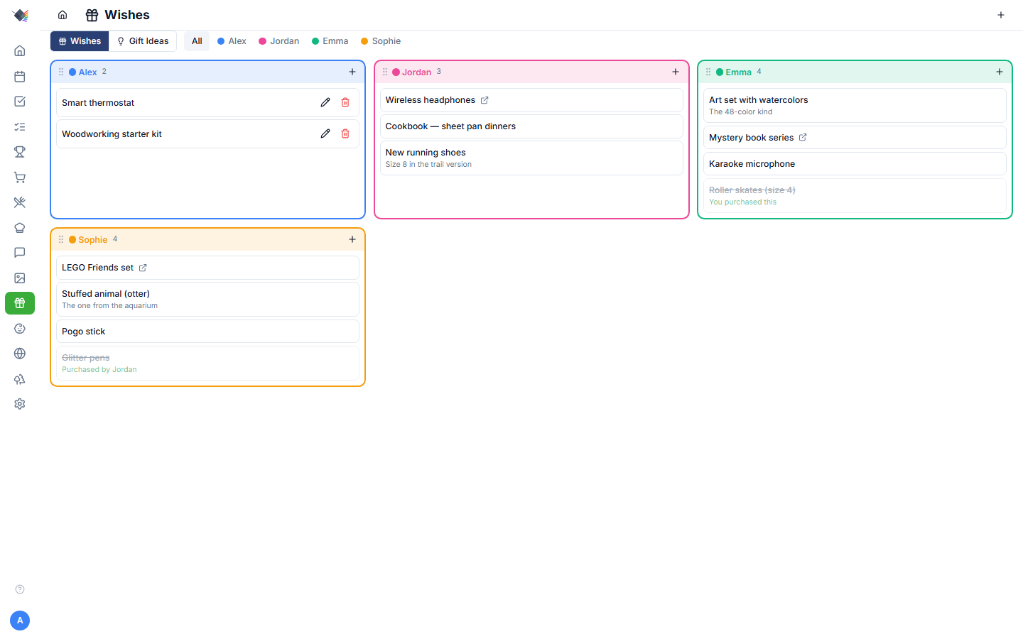 Wish lists with claim tracking